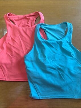 lululemon athletica invigorate -  Coral Pink & Teal Tank Tops - size 10